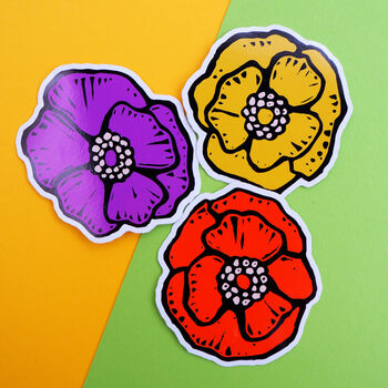 Three Retro 70s Vintage Style Flower Vinyl Stickers, 4 of 5