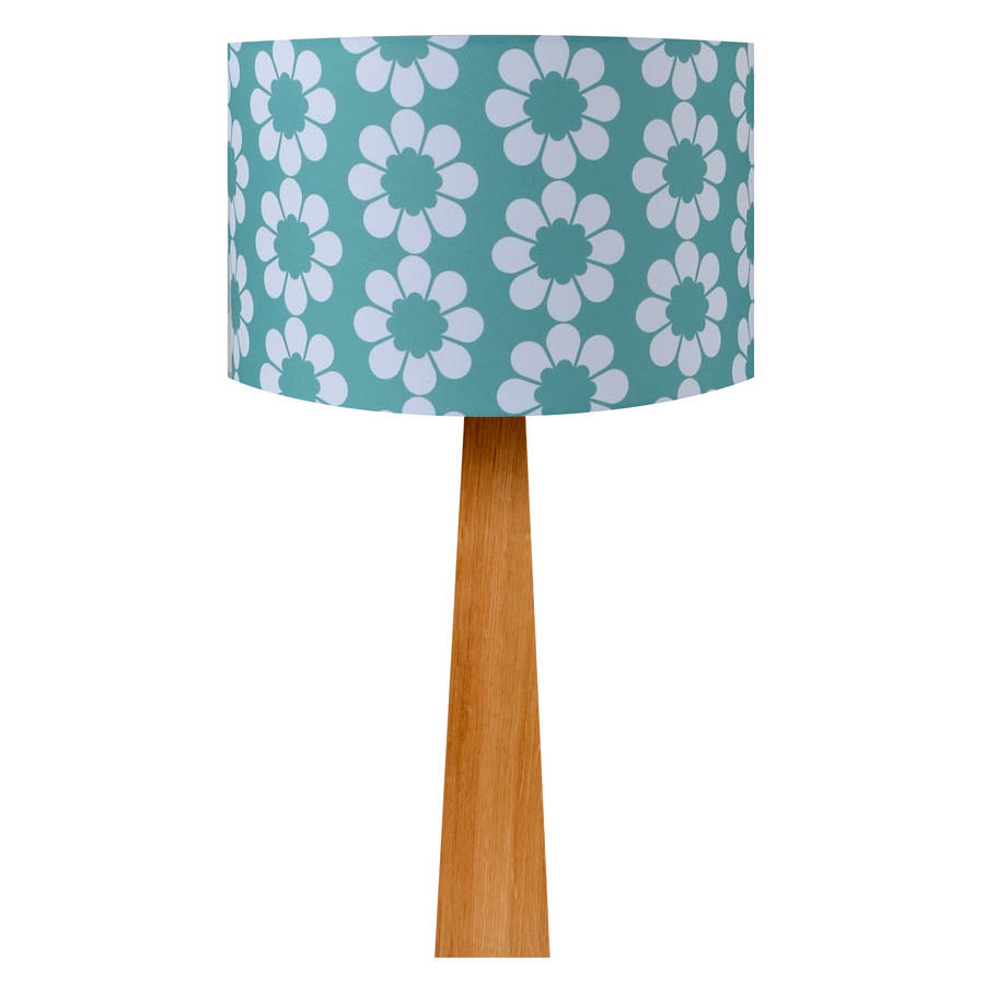 Retro Flowers Teal Oak Table Lamp By Hunkydory Home ...