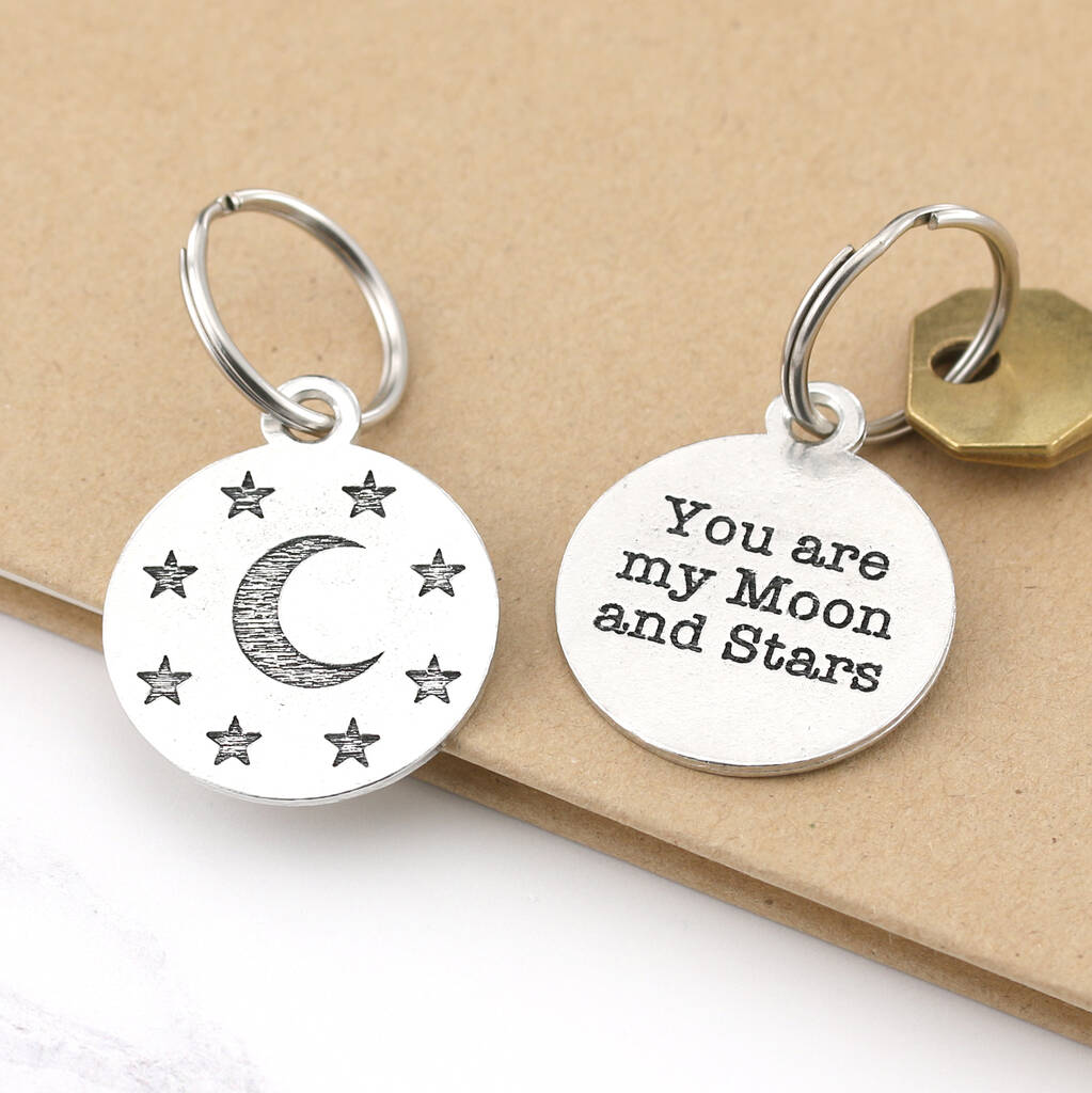 Image of Moon And Stars Personalised Pewter Keyring