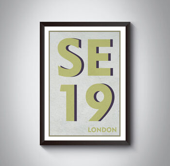 Se19 Crystal Place, London Postcode Typography Print, 7 of 10