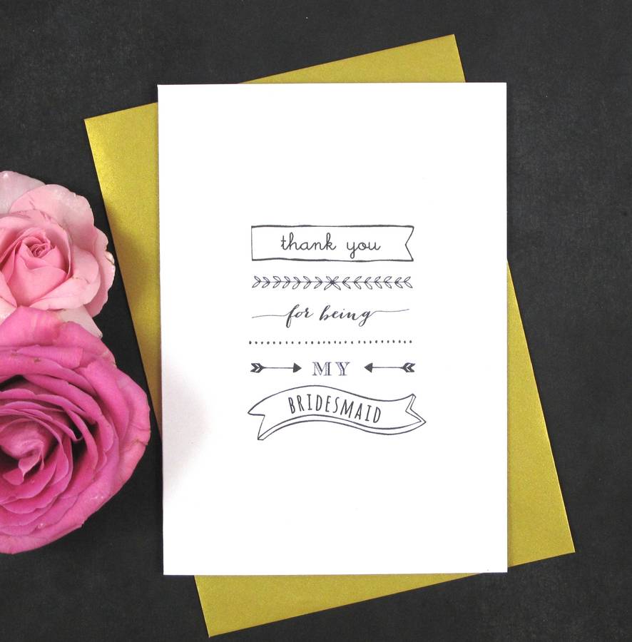 'thank you for being my bridesmaid' card by delightful note ...