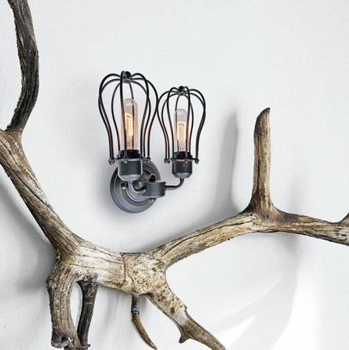 Industrial Twin Cage Wall Light, 1 of 5