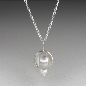 Silver Snowdrop Flower Necklace With Crystal Pearl, 2 of 3