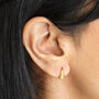 Gold Sterling Silver Crystal Dome Huggie Hoop Earrings, thumbnail 2 of 4