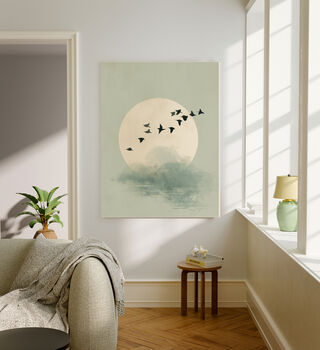 Japanese Flying Birds Dawn Art Print, 2 of 3