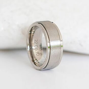 Mens Personalised Classic Silver Steel Spinner Ring, 2 of 12