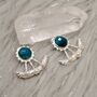 Blue Apatite, Pearl Silver Earrings, thumbnail 10 of 12