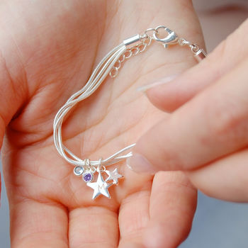 Personalised Birthstone Double Star Bracelet, 4 of 10