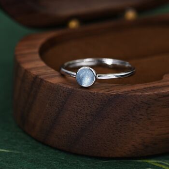 Sterling Silver Minimalist Genuine Aquamarine Ring, 3 of 10