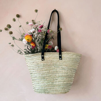 Valencia Shopper Beach Basket With Leather Handles, 3 of 7