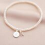 Freshwater Pearl Letter And Disc Charm Bracelet, thumbnail 3 of 10