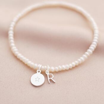 Freshwater Pearl Letter And Disc Charm Bracelet, 3 of 10