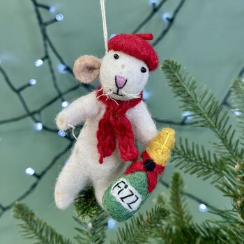 Personalised French Mouse With Champagne Bauble, 2 of 3