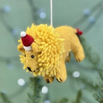 Personalised Felt Lion Christmas Bauble, 2 of 3