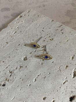Small Gold Evil Eye Studs, 6 of 7