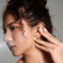 Tiny North Starburst Skye Blue Huggie Hoop Earrings, thumbnail 4 of 5