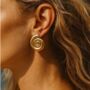 Spiral Shell 18k Gold Plated Earrings, thumbnail 2 of 3