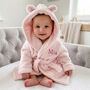 Personalised Soft Baby Pink Dressing Gown With Ears, thumbnail 2 of 12