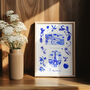 Scenes Of France Blue Tile Inspired Travel Print, thumbnail 5 of 12