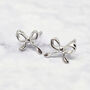 Cute Bow Tie Bowknot Silver Everyday Stud Earrings, thumbnail 4 of 5