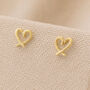 5mm Gold Plated Sterling Silver Paloma Open Heart Stud Earrings, thumbnail 1 of 4