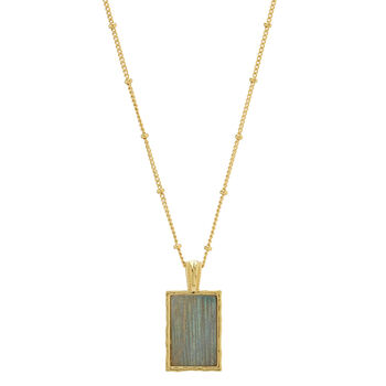 Gold Plated Labradorite Rectangle Pendant Necklace, 2 of 3
