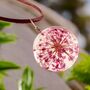 Rose Pink Leather Dandelion Pendant Necklace Gift, thumbnail 2 of 6
