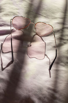 Baby Pink Tint Metal Frame Heart Shaped Sunglasses, 3 of 5