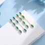 Asymmetric Emerald Green Cz Dangle Drop Stud Earrings, thumbnail 5 of 12