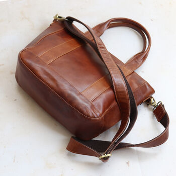 Leather Crossbody Handbag, Tan, 4 of 6