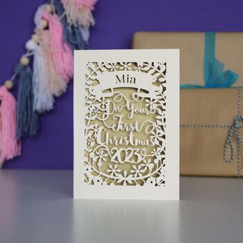Personalised 'First Christmas' Papercut Card, 8 of 9