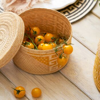 Woven Natural Straw Yellow Baskets, 3 of 9