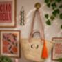 Personalised Straw Shopping Or Beach Bag Basket 30cm, thumbnail 3 of 11