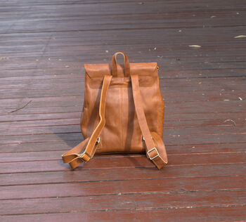 Minimalist Genuine Slim Leather Backpack, 7 of 10