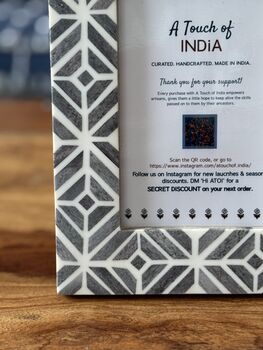 Table Top Picture Frame, Indian Block Print Fabric, 2 of 10