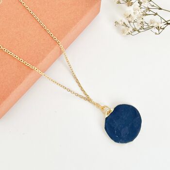 Blue And White Floral Handmade Circle Clay Necklace, 5 of 9