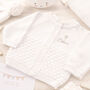 White Personalised Christening Cardigan With Cross, thumbnail 1 of 12