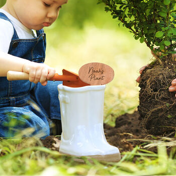 Personalised White Welly Boots Garden Planter, 3 of 10