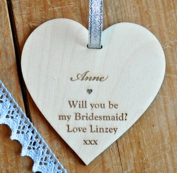 Will You Be My Bridesmaid? Wooden Heart, 3 of 6
