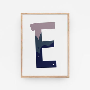 Purple And Blue Personalised Initial Letter Art Print, 8 of 12