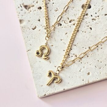 Zodiac Sign Necklace With Mixed Paperclip And Curb Chain, 3 of 6