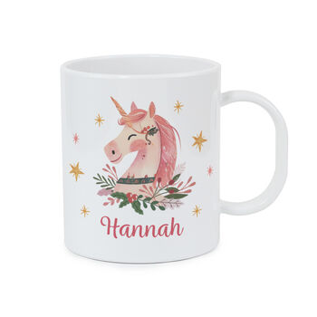 Personalised Unicorn Christmas Plastic Mug, 4 of 4