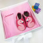 Personalised Flamingo Baby Shoes Gift Box, thumbnail 1 of 10