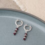 Linear Huggie Garnet January Birthstone Earrings, thumbnail 2 of 7