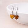 Sterling Silver Baltic Amber Heart Drop Earrings – 13mm, thumbnail 4 of 5