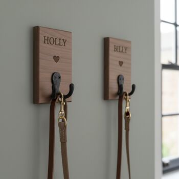 Personalised Solid Oak Or Walnut Wall Hook, 6 of 8