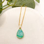 Aqua Blue Dainty Teardrop Necklace For Her, thumbnail 4 of 11