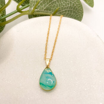 Aqua Blue Dainty Teardrop Necklace For Her, 4 of 11