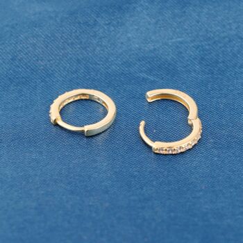 Gold Pave Huggie Hoops, Cz Stone Hoop Earrings, Small Huggie Hoops, 6 of 7