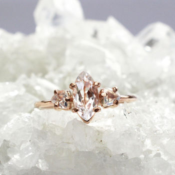 Aria 9ct Gold Morganite And Moonstone Boho Cluster Ring, 3 of 4